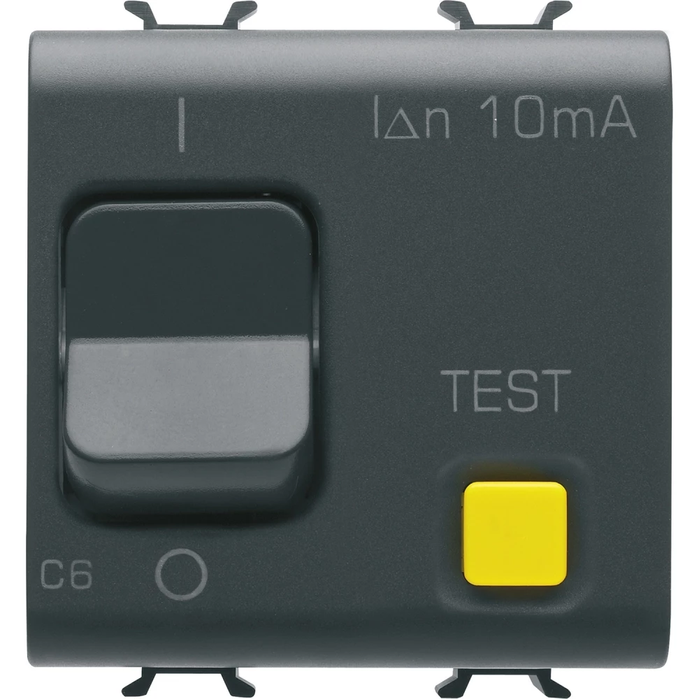 Gewiss 90 AM-serie Chorusmart Aardlekautomaat 1P+N C6 10 ma - 2 module - satijn zwart