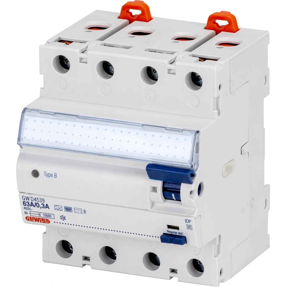 Gewiss 90-serie aardlekschakelaars Aardlekschakelaar 4P 63a 300ma pulsbestendig B-type 4 module - serie I