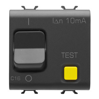 Gewiss CHORUSMART - Huishoudelijke serie Chorusmart Aardlekautomaat 1P+N C16 A 10 ma - 2 module - satijn zwart