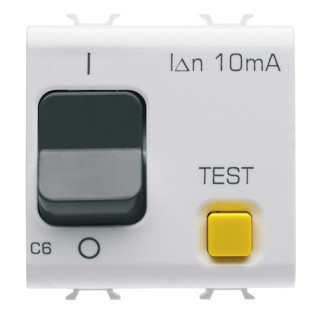 Gewiss CHORUSMART - Huishoudelijke serie Chorusmart Aardlekautomaat 1P+N C6 10 ma - 2 module - glanzend wit