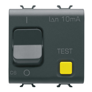 Gewiss CHORUSMART - Huishoudelijke serie Chorusmart Aardlekautomaat 1P+N C6 10 ma - 2 module - satijn zwart