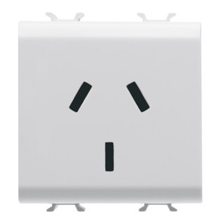 Gewiss CHORUSMART - Huishoudelijke serie Australische Standaard wandcontactdoos 250 vac - 2p+a 10 A - 2 module