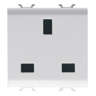 Gewiss CHORUSMART - Huishoudelijke serie British Standard socket-outlet 250V ac - 2p+e 13a - 2 gang - glossy WH