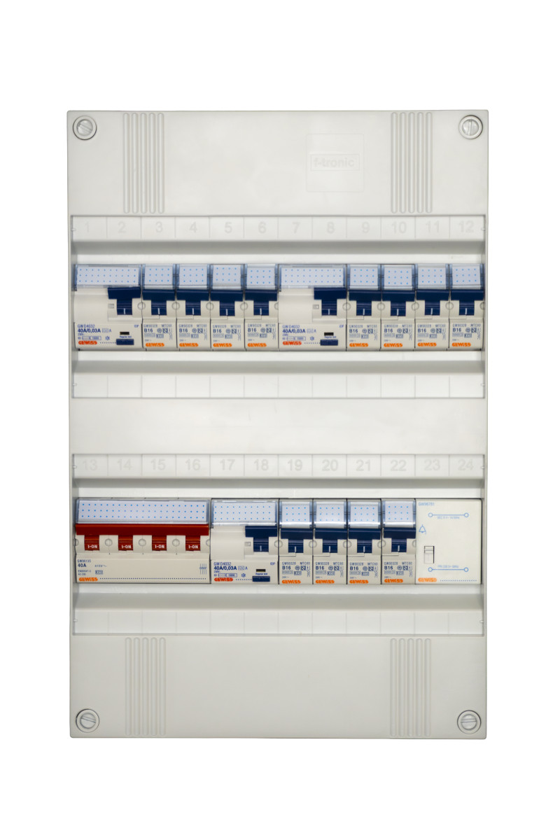 Gewiss NLK Groepenkast 3F,3als,12 groepen+trafo