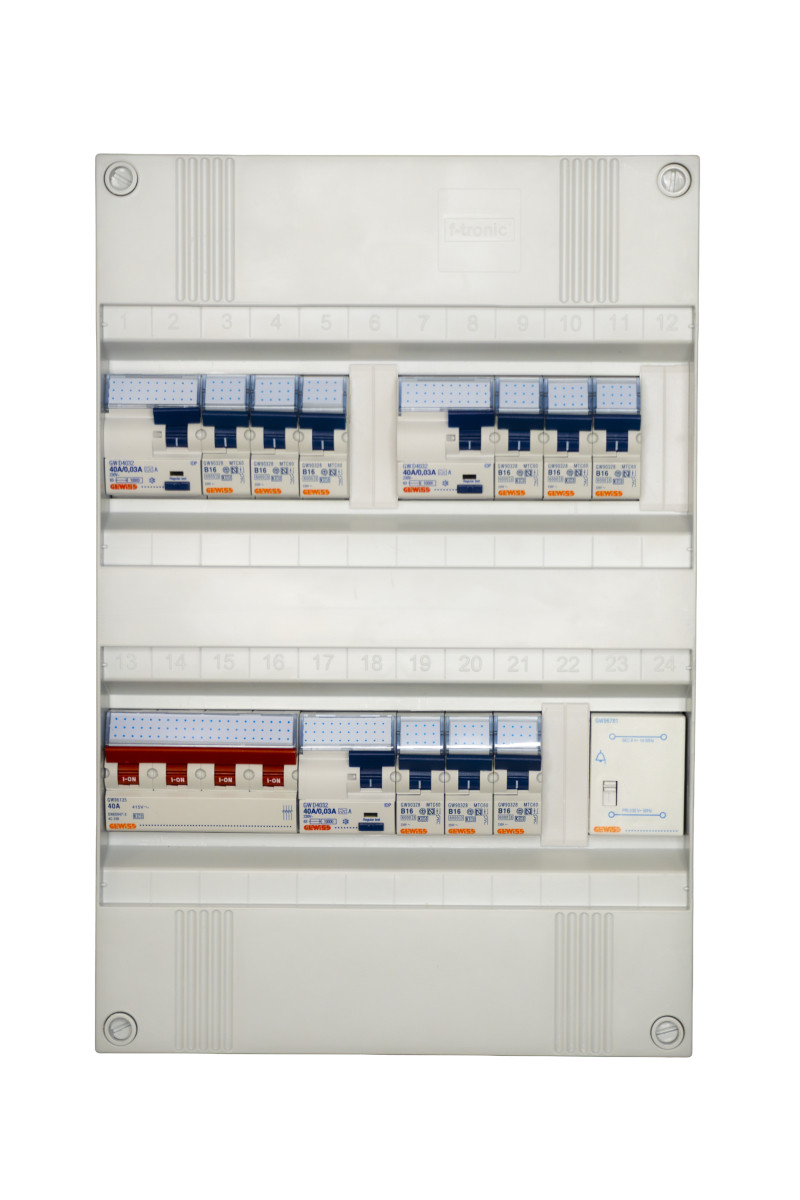 Gewiss NLK Groepenkast 3F,3als,9 groepen+trafo