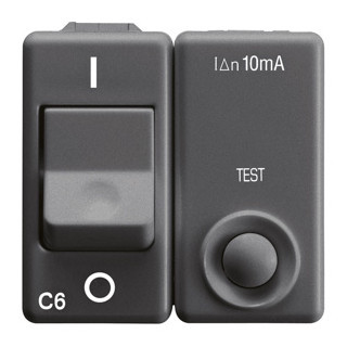 Gewiss SYSTEM BLACK - Huishoudelijke serie Aardlekautomaat 1P+N c10a 30 ma 3ka 2 module - system black