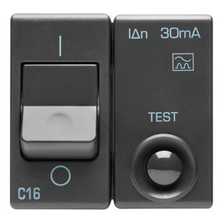 Gewiss SYSTEM BLACK - Huishoudelijke serie Aardlekautomaat 1P+N c16a 30 ma 3ka 2 module - system black