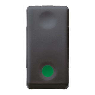 Gewiss SYSTEM BLACK Drukknop 1P 250 vac - no 10 A - hulpcontact NC - start - symbool groen