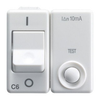 Gewiss SYSTEM WHITE - Huishoudelijke serie System White aardlekautomaat 1P+N c6a/10ma 230V 3ka 2 module