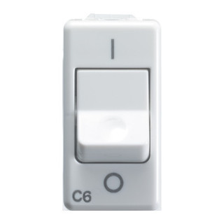 Gewiss SYSTEM WHITE - Huishoudelijke serie Compacte Installatieautomaat 230 vac - 1P 6 A 3 ka C-kar - 1 module -