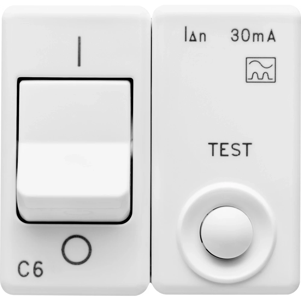 Gewiss SYSTEM WHITE - Huishoudelijke serie System White aardlekautomaat 1P+N c6a/30ma 230V 3ka 2 module