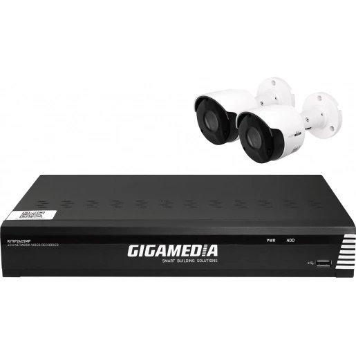 Gigamedia 5MP videokit 2 cam+1 poe NVR 4-kanaal+1tb HDD