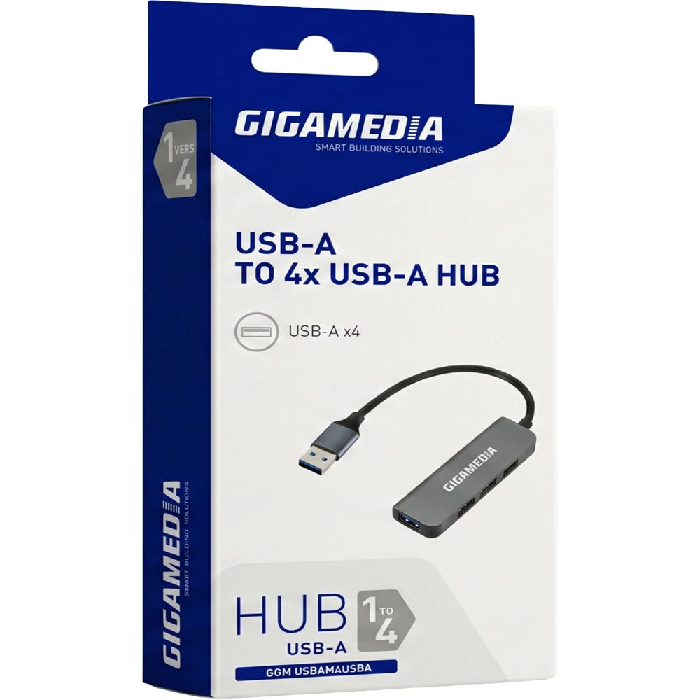 Gigamedia Hub usb-am naar 4* usb-3.0af (5GBPS)