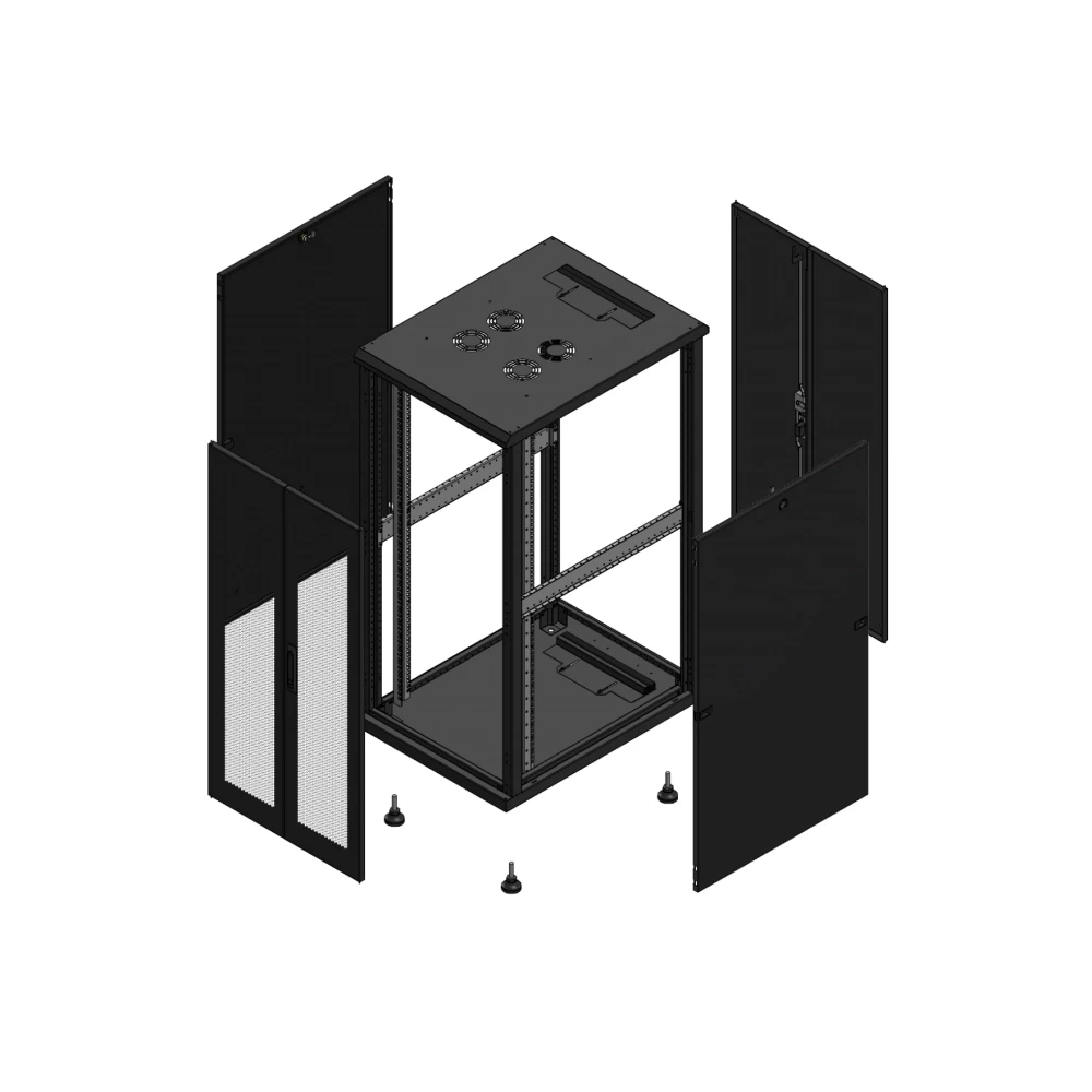 Gigamedia Vloer patchkast av dubbel per ar dubbel tol 19" 26he 600x800mm zwart 702668PPDPTD