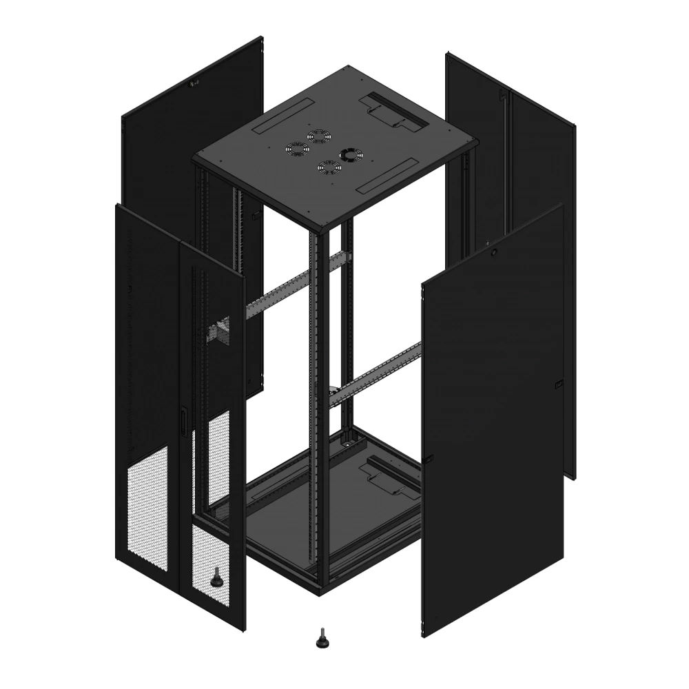Gigamedia Vloer patchkast av dubbel per ar dubbel tol 19" 42he 800x1000mm zwart 7042810PPDPTD