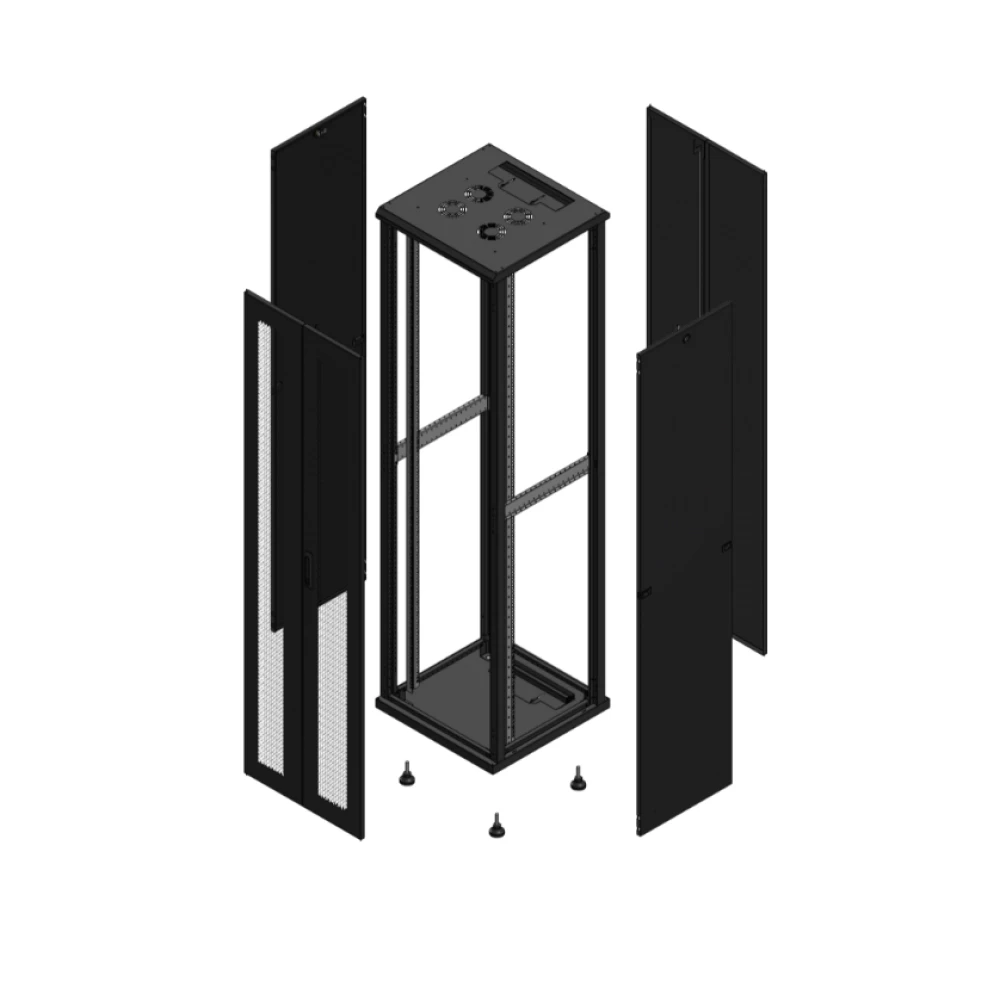 Gigamedia Vloer patchkast av dubbel per ar dubbel tol 19" 47he 600x600mm zwart 704766PPDPTD
