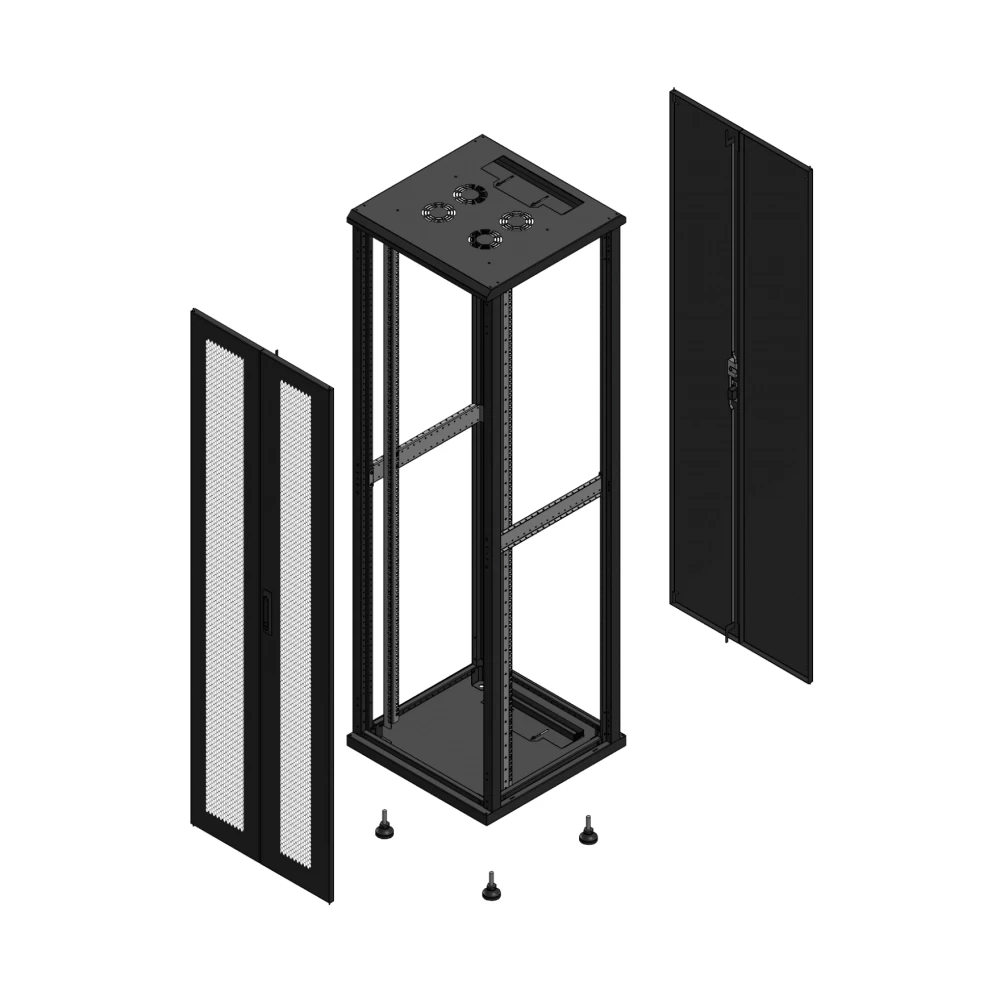Gigamedia Vloer patchkast av dubbel per ar dubbel tol ex 19" 42he 600x600mm zwart 704266ppdptdex