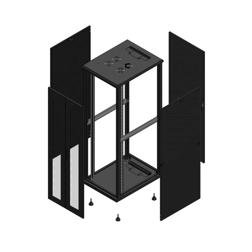 Gigamedia Vloer patchkast av dubbel per ar enkel tol 19" 36he 600x800mm zwart 703668PPDPTS