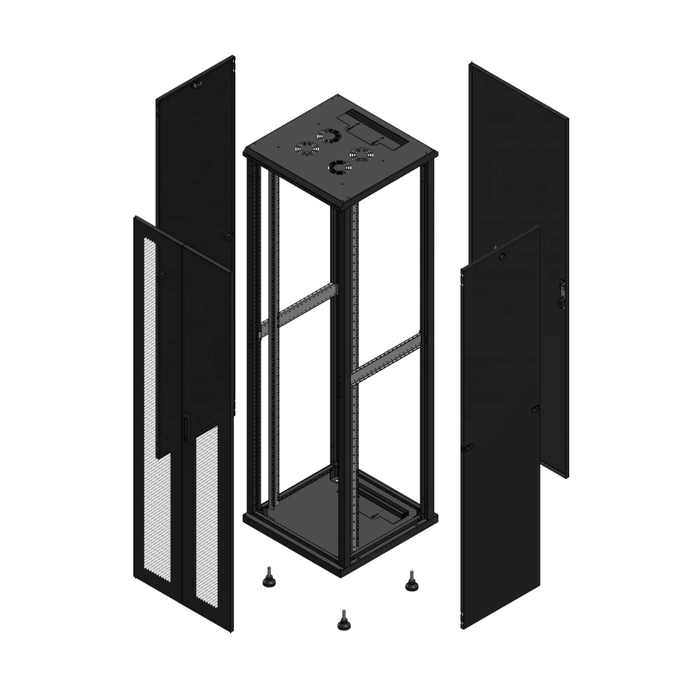 Gigamedia Vloer patchkast av dubbel per ar enkel tol 19" 42he 600x600mm zwart 704266PPDPTS