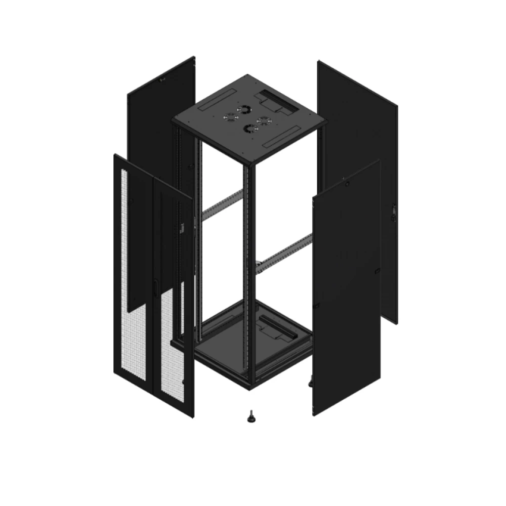 Gigamedia Vloer patchkast av dubbel per ar enkel tol 19" 42he 800x800mm zwart 704288PPDPTS