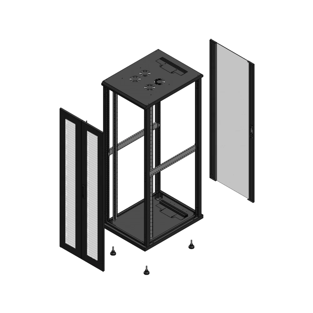 Gigamedia Vloer patchkast av dubbel per ar enkel ver ex 19" 36he 600x800mm zwart 703668ppdpvsex