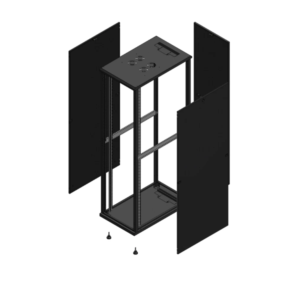 Gigamedia Vloer patchkast av dubbel per ar enkel ver ex 19" 47he 600x600mm zwart 704766ppdpvsex