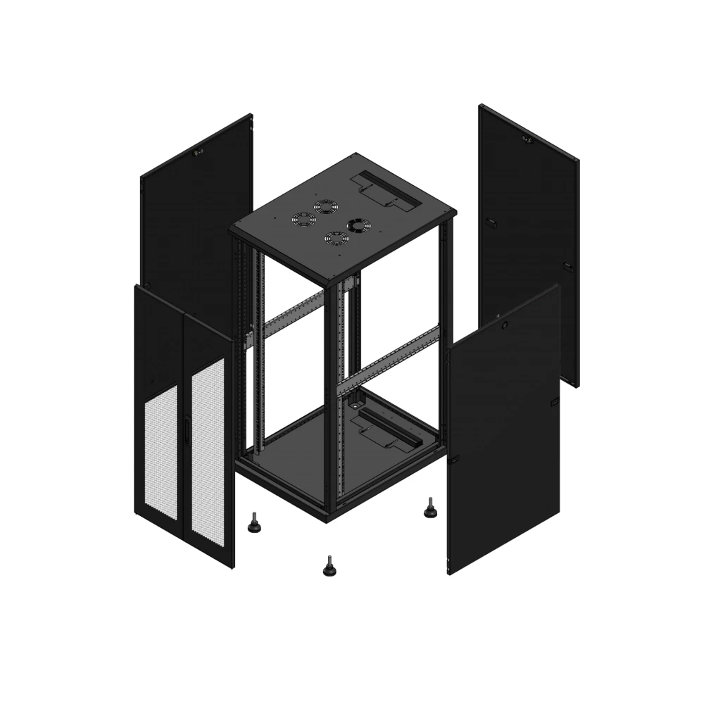 Gigamedia Vloer patchkast av dubbel per par 19" 26he 600x800mm zwart 702668ppdpar