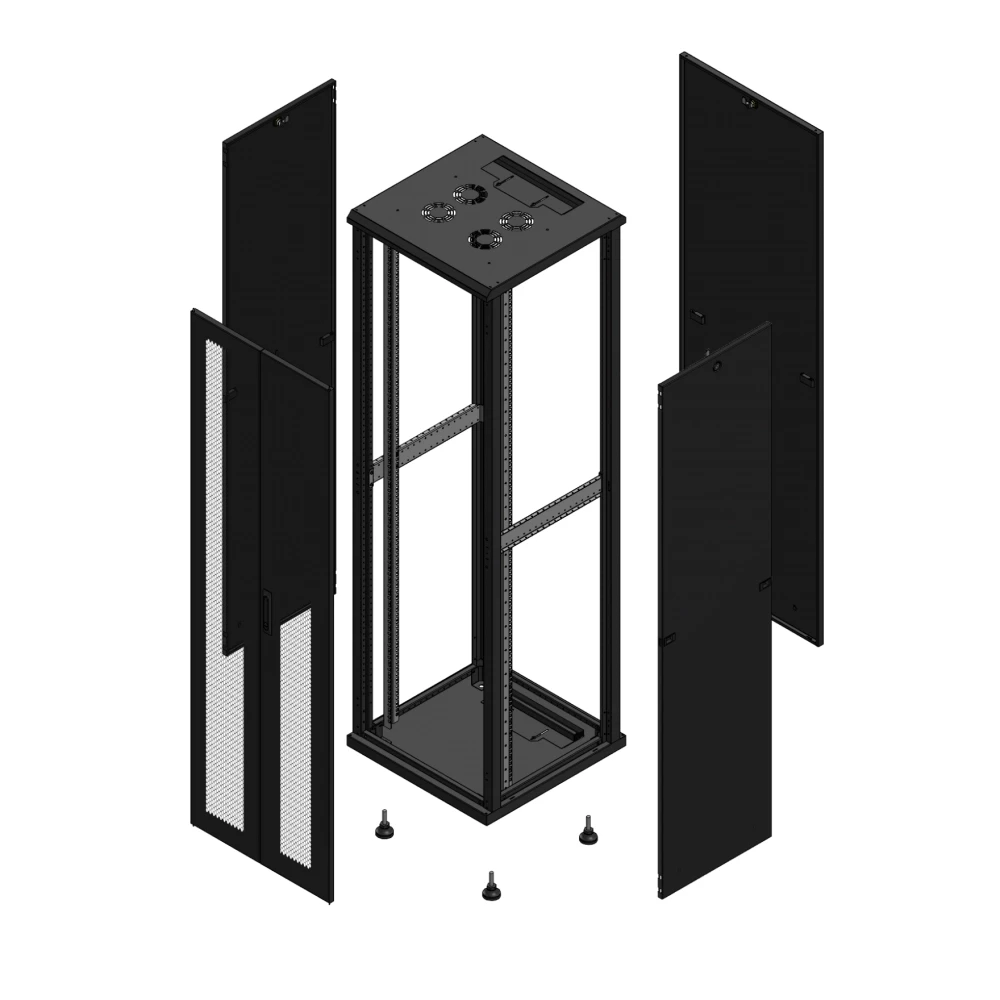 Gigamedia Vloer patchkast av dubbel per par 19" 42he 600x600mm zwart 704266ppdpar