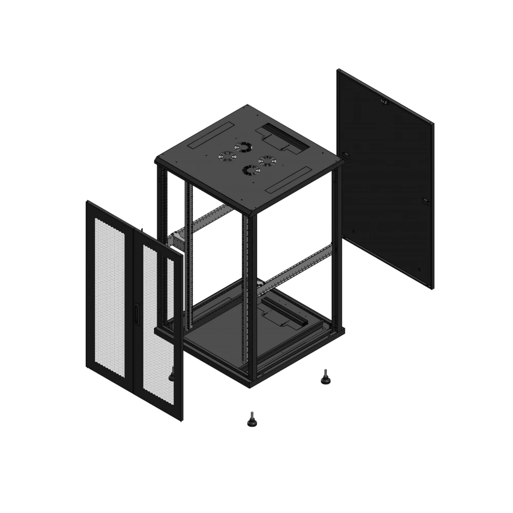 Gigamedia Vloer patchkast av dubbel per par ex 19" 26he 800x800mm zwart 702688ppdparex