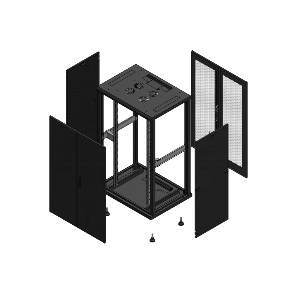 Gigamedia Vloer patchkast av dubbel tol ar dubbel per 19" 26he 800x600mm zwart 702686PTDPPD