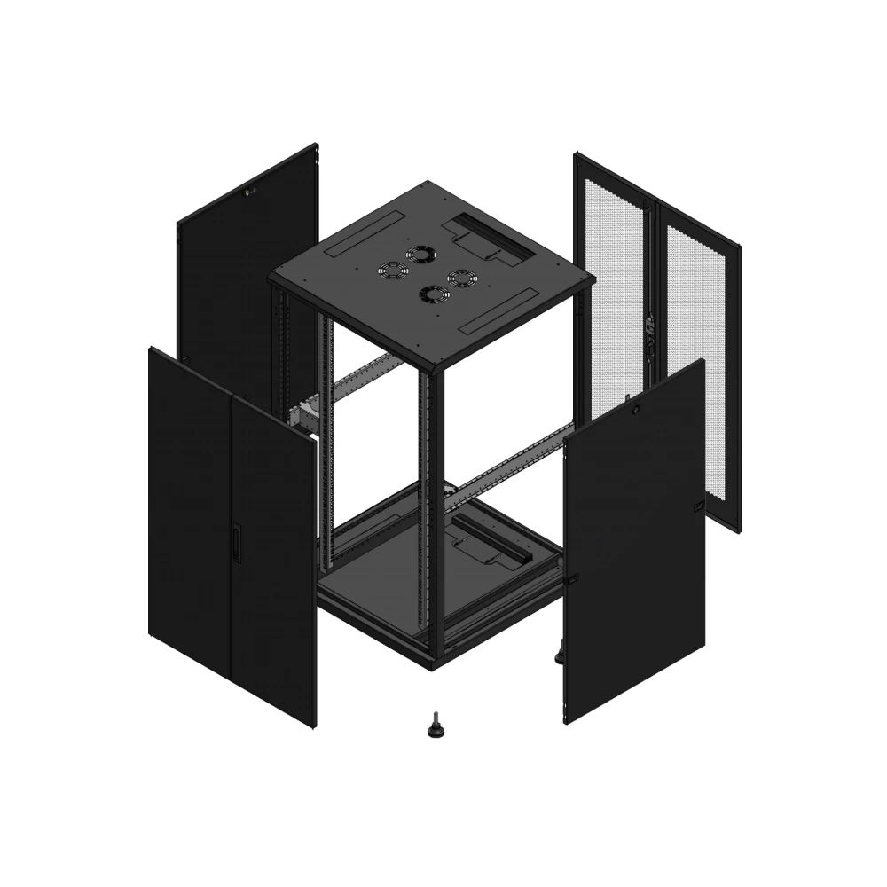 Gigamedia Vloer patchkast av dubbel tol ar dubbel per 19" 26he 800x800mm zwart 702688PTDPPD