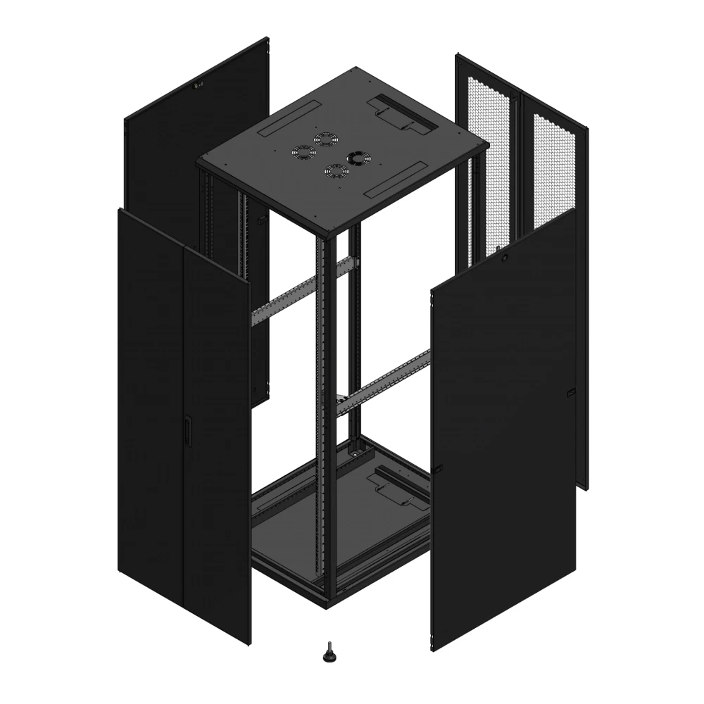 Gigamedia Vloer patchkast av dubbel tol ar dubbel per 19" 42he 800x1000mm zwart 7042810PTDPPD