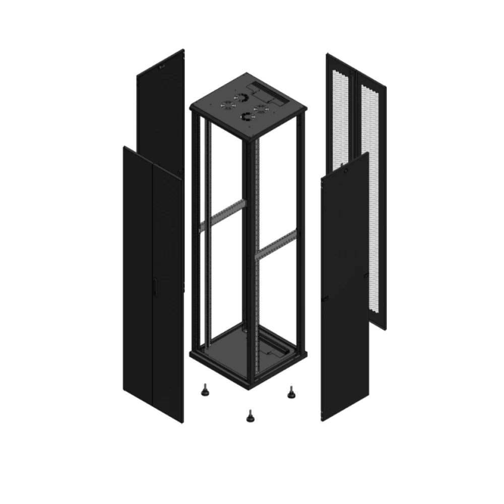 Gigamedia Vloer patchkast av dubbel tol ar dubbel per 19" 47he 600x600mm zwart 704766PTDPPD