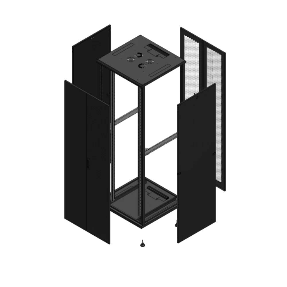 Gigamedia Vloer patchkast av dubbel tol ar dubbel per 19" 47he 800x800mm zwart 704788PTDPPD