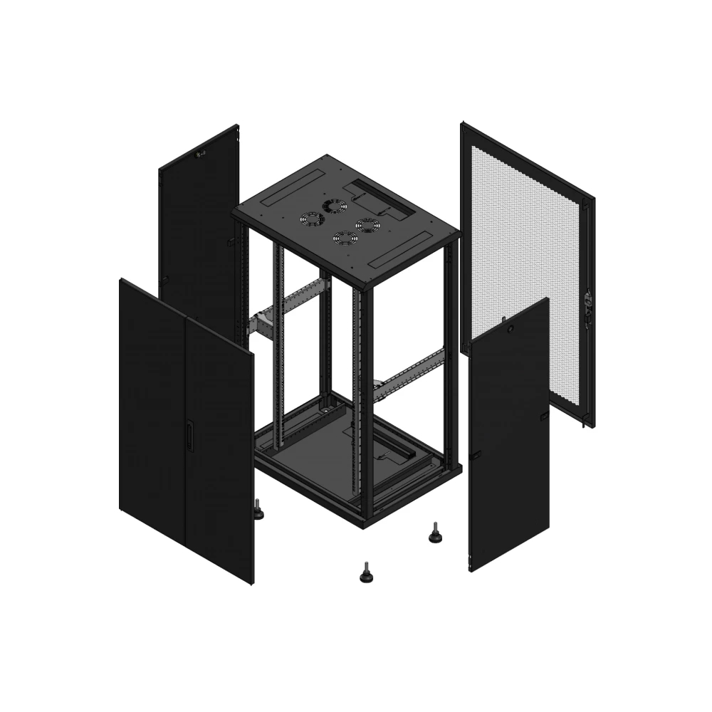 Gigamedia Vloer patchkast av dubbel tol ar enkel per 19" 26he 800x600mm zwart 702686PTDPPS