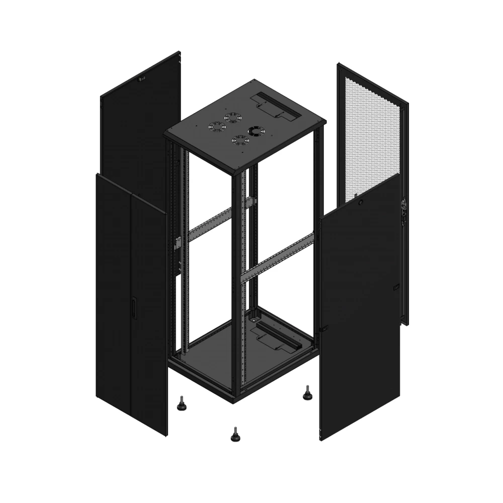 Gigamedia Vloer patchkast av dubbel tol ar enkel per 19" 36he 600x800mm zwart 703668PTDPPS