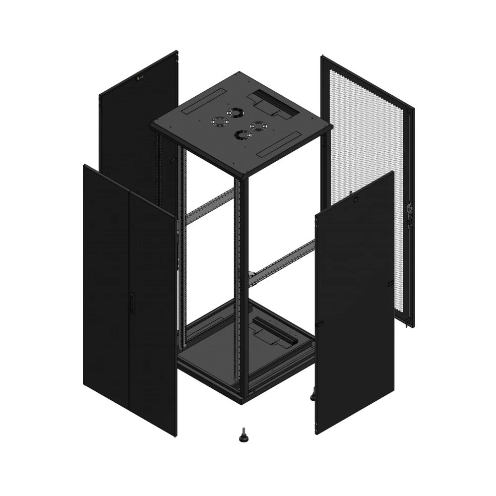 Gigamedia Vloer patchkast av dubbel tol ar enkel per 19" 36he 800x800mm zwart 703688PTDPPS