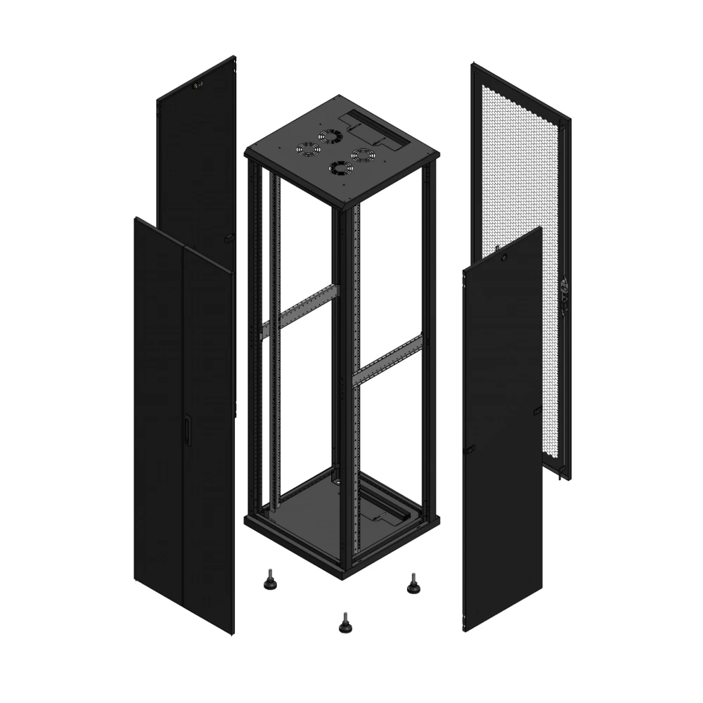 Gigamedia Vloer patchkast av dubbel tol ar enkel per 19" 42he 600x600mm zwart 704266PTDPPS