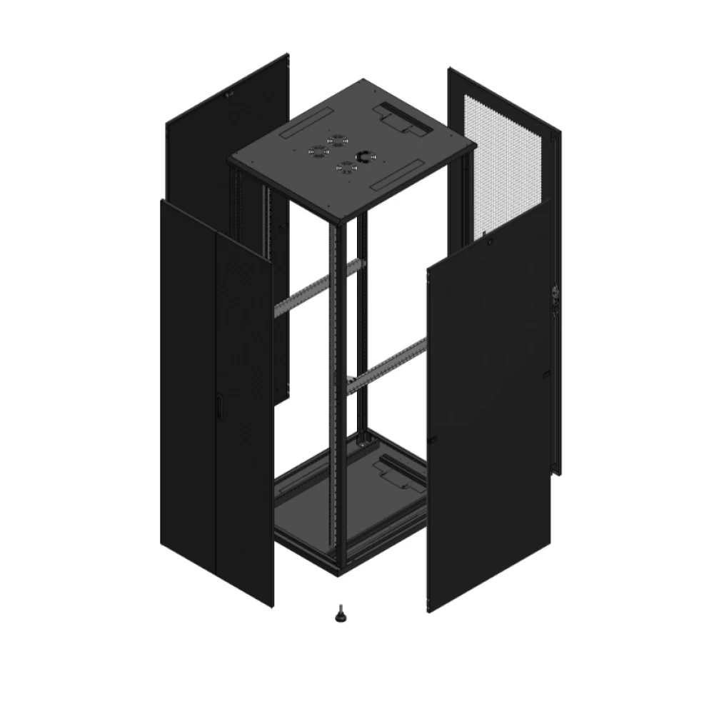 Gigamedia Vloer patchkast av dubbel tol ar enkel per 19" 47he 800x1000mm zwart 7047810PTDPPS