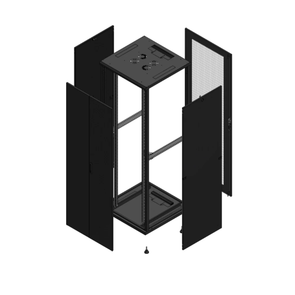 Gigamedia Vloer patchkast av dubbel tol ar enkel per 19" 47he 800x800mm zwart 704788PTDPPS