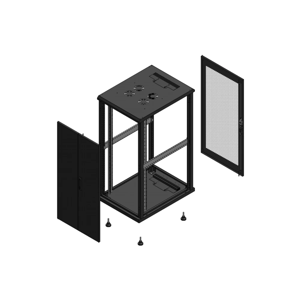 Gigamedia Vloer patchkast av dubbel tol ar enkel per ex 19" 26he 600x800mm zwart 702668ptdppsex