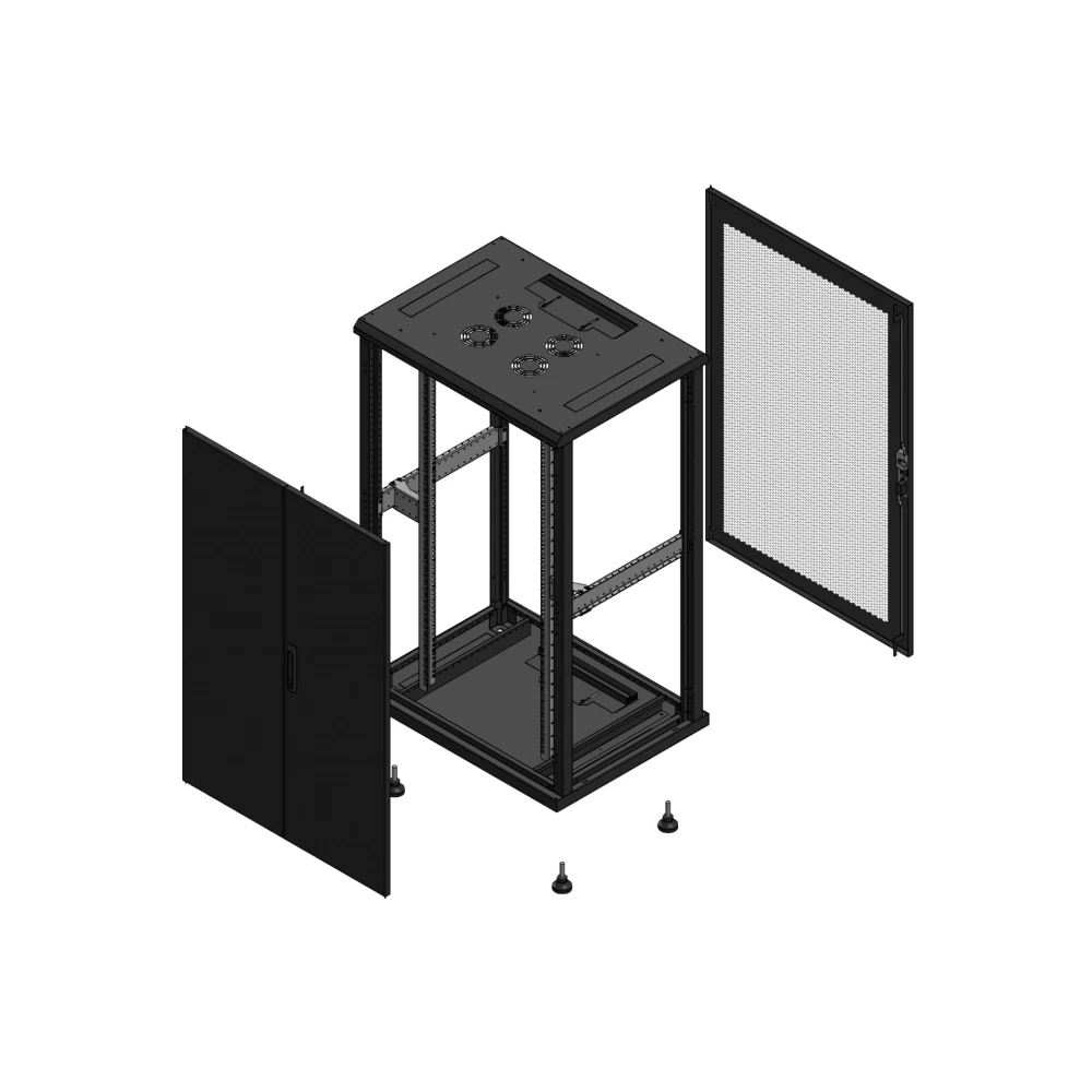 Gigamedia Vloer patchkast av dubbel tol ar enkel per ex 19" 26he 800x600mm zwart 702686ptdppsex
