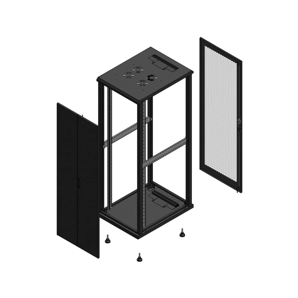 Gigamedia Vloer patchkast av dubbel tol ar enkel per ex 19" 36he 600x800mm zwart 703668ptdppsex
