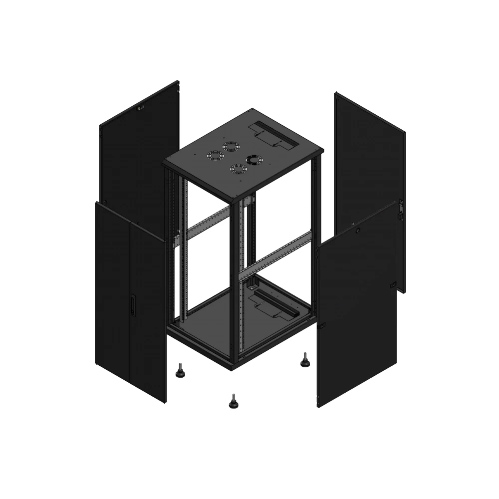 Gigamedia Vloer patchkast av dubbel tol ar enkel tol 19" 26he 600x800mm zwart 702668PTDPTS