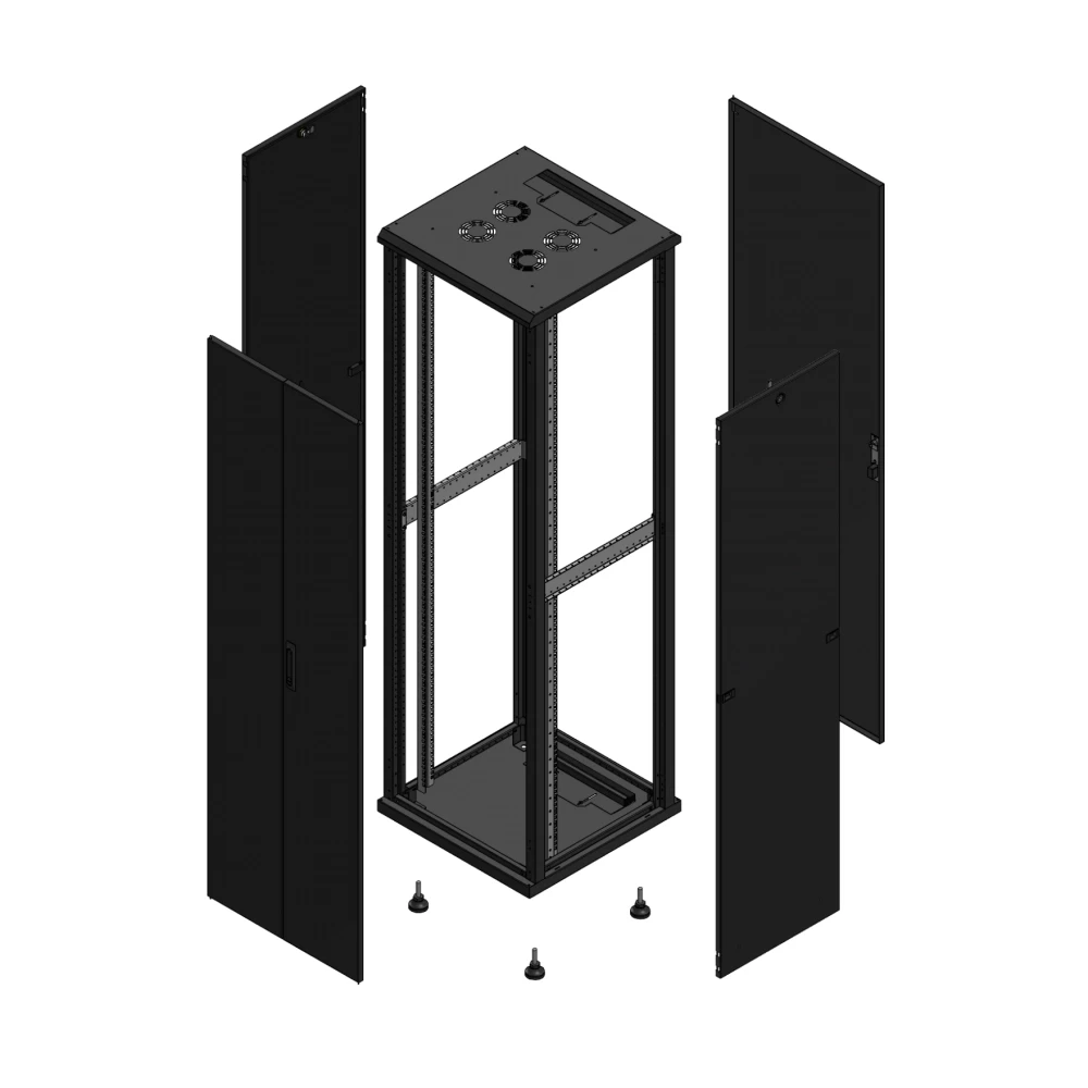 Gigamedia Vloer patchkast av dubbel tol ar enkel tol 19" 42he 600x600mm zwart 704266PTDPTS