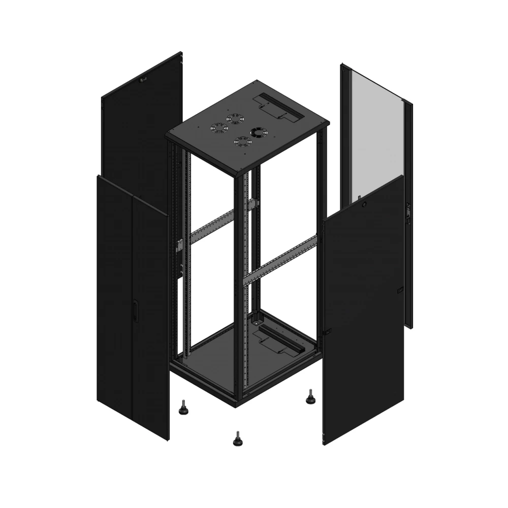 Gigamedia Vloer patchkast av dubbel tol ar enkel ver 19" 36he 600x800mm zwart 703668PTDPVS
