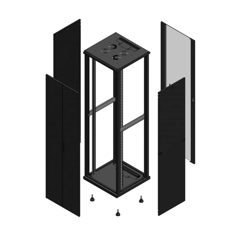 Gigamedia Vloer patchkast av dubbel tol ar enkel ver 19" 42he 600x600mm zwart 704266PTDPVS