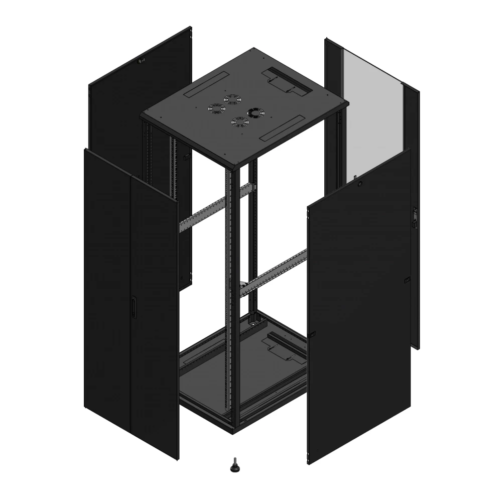 Gigamedia Vloer patchkast av dubbel tol ar enkel ver 19" 42he 800x1000mm zwart 7042810PTDPVS