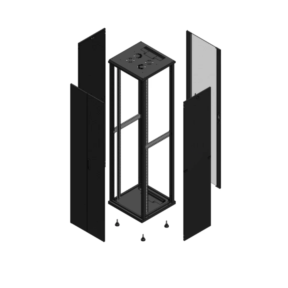 Gigamedia Vloer patchkast av dubbel tol ar enkel ver 19" 47he 600x600mm zwart 704766PTDPVS