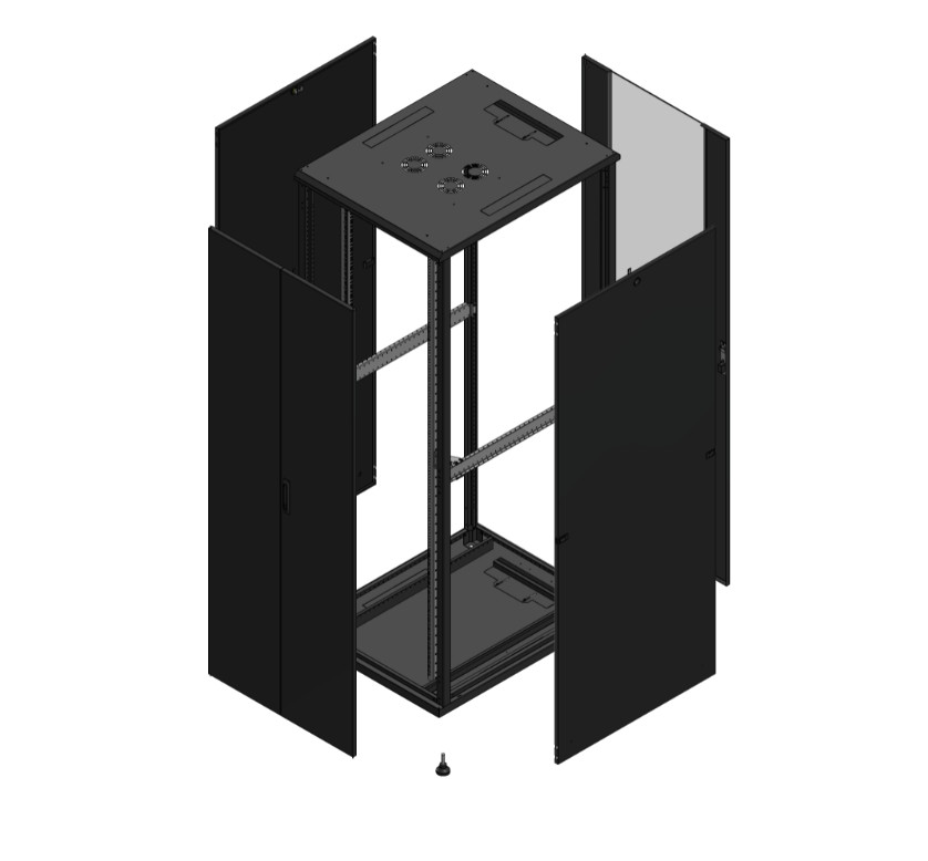 Gigamedia Vloer patchkast av dubbel tol ar enkel ver 19" 47he 800x1000mm zwart 7047810PTDPVS